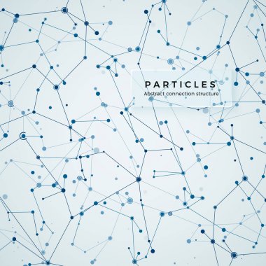 Düğüm, noktalar ve çizgiler. Soyut karışıklık geometrik grafik arka plan. Atom, molekül ve iletişim yapısı. Büyük veri bileşikler ile karmaşık. Dijital veri görselleştirme. Vektör çizim