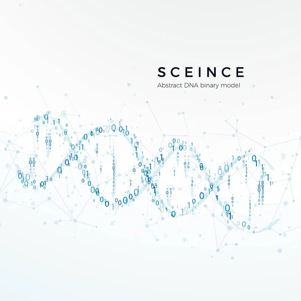 抽象的 Dna 二进制模型。遗传密码科学和未来的概念。在白色上隔离的矢量插图 — 图库矢量图片