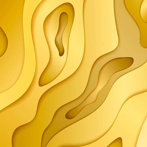 Gouden papier snijden gat. 3D-abstracte achtergrond met gold papier knippen vormen. het ontwerp van de achtergrond voor zakelijke poster en presentatie. Vectorillustratie — Stockvector