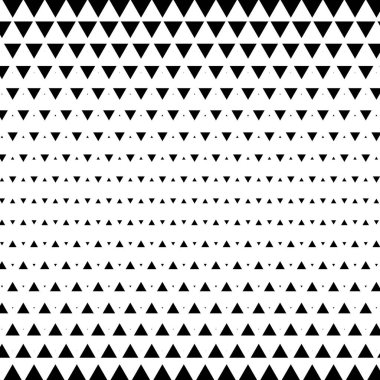 Soyut geometrik siyah-beyaz grafik tasarım yazdırma yarı ton üçgeni desen. Vektör çizim