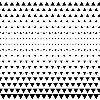 Soyut geometrik siyah-beyaz grafik tasarım yazdırma yarı ton üçgeni desen. Vektör çizim