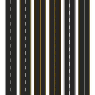 Asfalt. İşaretler ile yol türleri kümesi. Otoyol şerit Infographic tasarım şablonu. Vektör çizim