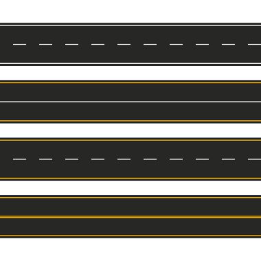Asfalt. İşaretler ile yol türleri kümesi. Otoyol şerit Infographic tasarım şablonu. Vektör çizim