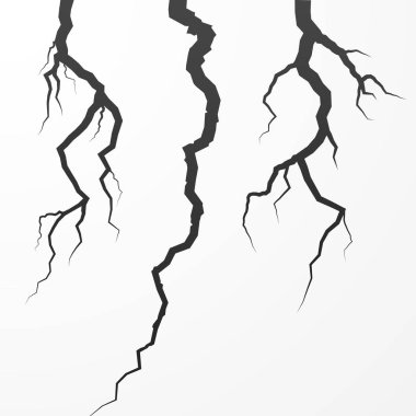 Yarık ve yarık kümesi. Kırık surfase bölme. Beyaz arka plan üzerinde izole vektör çizim çatlamak