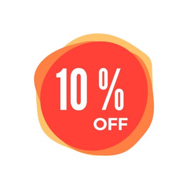 Yüzde 10 indirim indirim etiketi. Beyaz arka plan üzerinde Satılık kırmızı etiket göl kenarında. İndirim teklif etmek fiyat etiketi. Vektör çizim