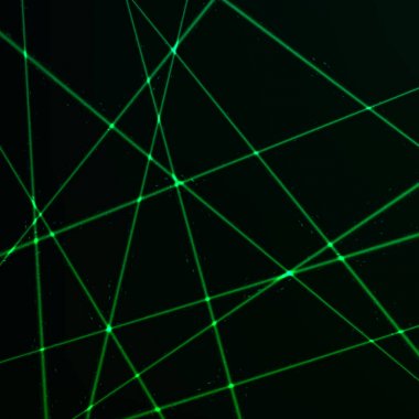 Rasgele yeşil lazer kafes. Web güvenlik kirişler. Vektör illüstrasyon izole koyu arka plan üzerinde