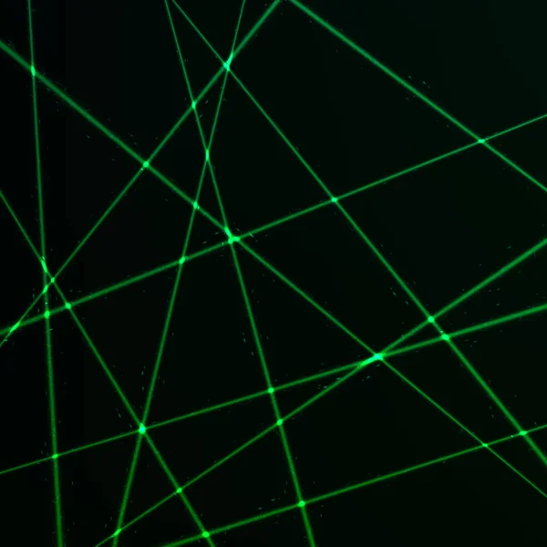 Zufälliges grünes Lasernetz. Netz aus Sicherheitsbalken. Vektor-Illustration isoliert auf dunklem Hintergrund — Stockvektor