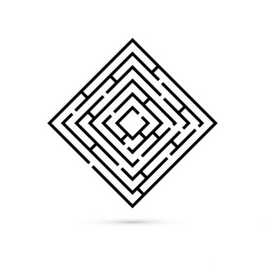 Dikdörtgen labirent ortalamak için yol. Mantık oyunu. İş karışıklık ve çözüm kavramı. Düz tasarım. Beyaz arka plan üzerinde izole vektör çizim