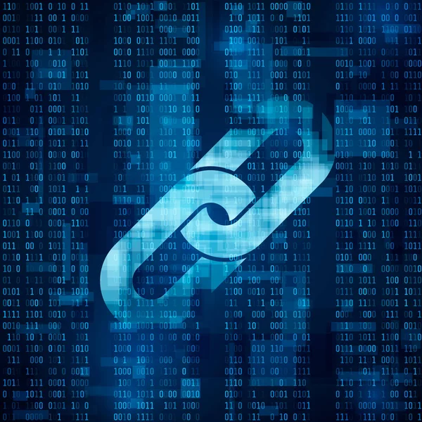 İkili kod Blockchain köprü sembolü. Soyut mavi matris arka plan. Sayı büyük veri akışı bilgileri. Cryptocurrency Finans iş kavramı. Vektör çizim