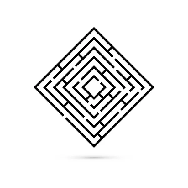 Rechteck-Labyrinth mit Weg zur Mitte. Logikspiel. Geschäftsverwirrung und Lösungskonzept. flache Bauweise. Vektor-Illustration isoliert auf weißem Hintergrund — Stockvektor