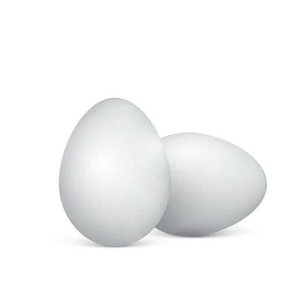 Белые яйца на белом фоне. Здоровое питание. Пасхальный символ. Векторная иллюстрация — стоковый вектор