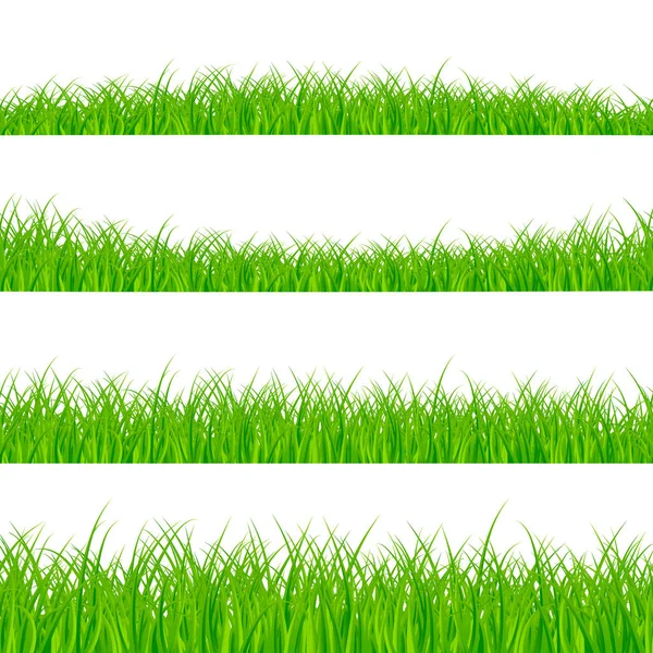 Границы травы установлены. Панорама травяных растений. Граница травы или рамка текстуры. Векторная иллюстрация на белом фоне — стоковый вектор