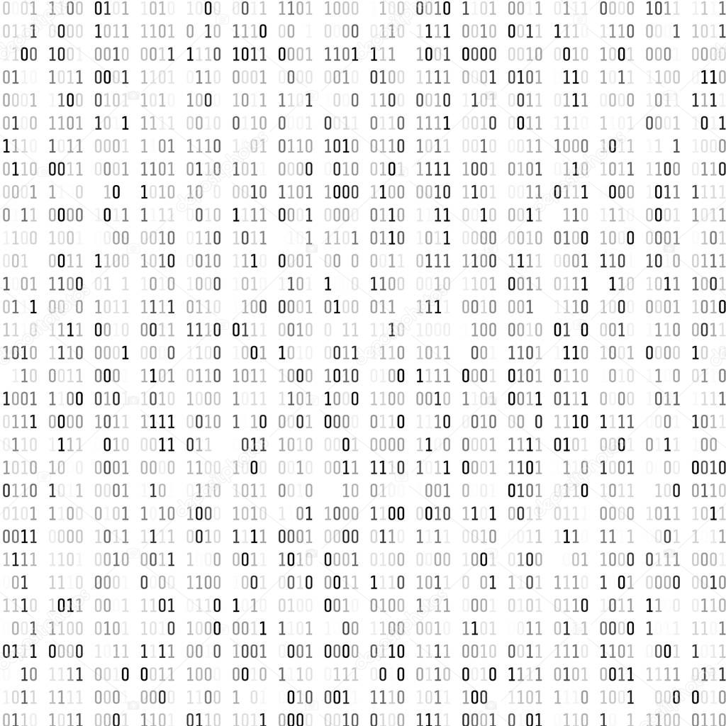 Random binary coding. Technology digital background. Black and white binary code. Vector illustration