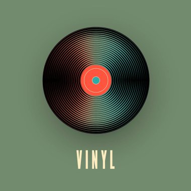 Klasik vinil müzik kaydı. Vektör çizim