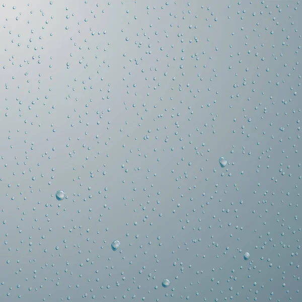 Gotas de agua. Gotas de lluvia o ducha aisladas sobre fondo azul. Ilustración vectorial — Archivo Imágenes Vectoriales