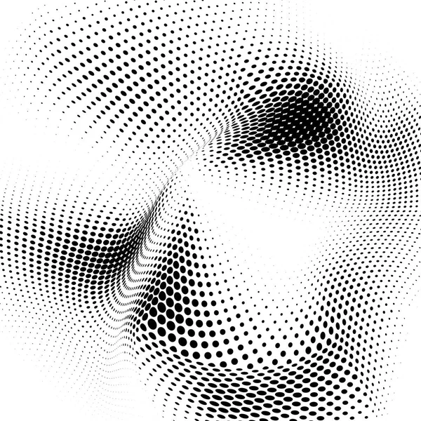 Textura de medio tono ondulada abstracta. Vector fondo blanco y negro — Archivo Imágenes Vectoriales