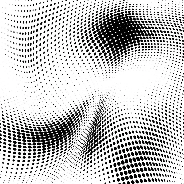 Textura de medio tono blanco y negro ondulado abstracto. Vector fondo blanco y negro — Archivo Imágenes Vectoriales
