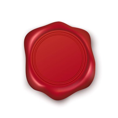 Kırmızı balmumu mühür. Vektör İllüstrasyonu beyaz arkaplanda izole edildi