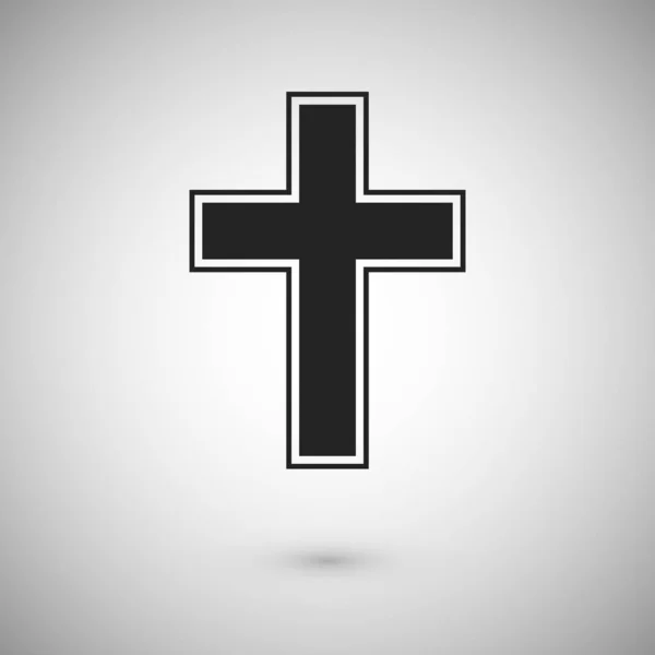 Svart kors med stroke. Symbol och tecken på kristendom. Korsikondesign. Vektorillustration — Stock vektor