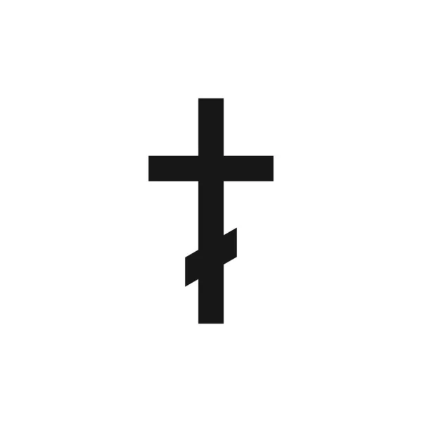 Symbole du christianisme orthodoxe. L'icône de la religion. Silhouette de croix noire isolée sur fond blanc. Vecteur — Image vectorielle