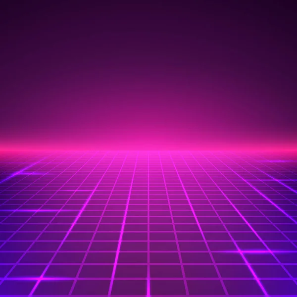 Анотація Ретро Пейзаж у фіолетових кольорах. Футуристична цифрова поверхня. Науково-фантастичний абстрактний геометричний фон. Векторні — стоковий вектор