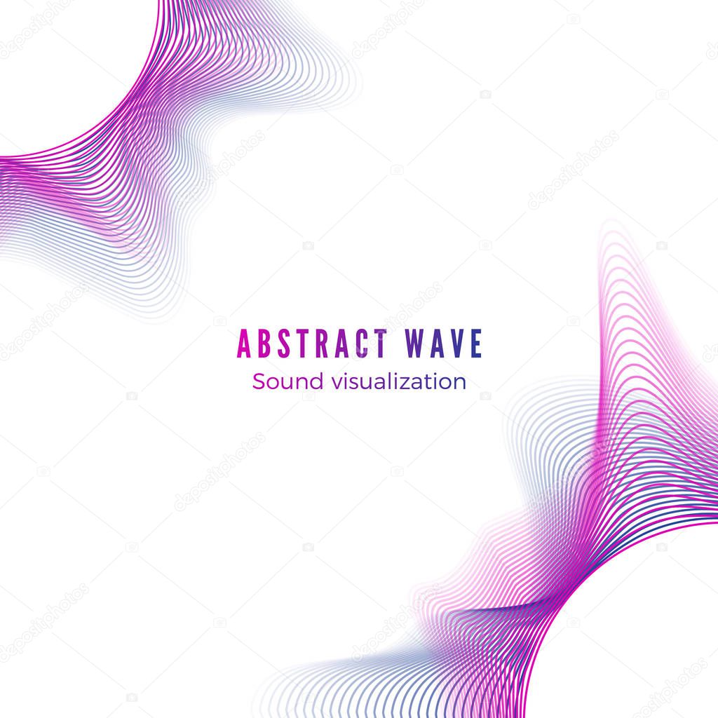 Abstract color radial sound wave. Music album cover. Digital music visualization. Audio equalizer isolated on white background. Vector