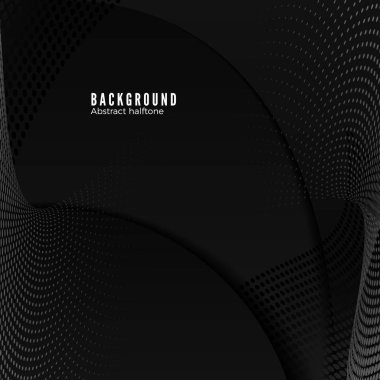 Soyut YarıTonlama Arkaplanı. Blakc Arkaplanındaki YarıTonlama Elementi. Modern Geometrik Hareket Tasarım Şablonu. Vektör İllüstrasyonu