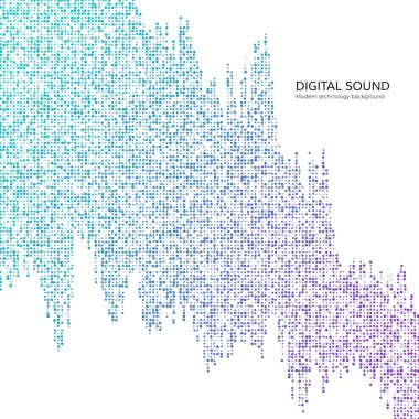 Büyük Data. Dijital veri akışı. Mavi renklerde soyut teknoloji arka planı. Vektör illüstrasyonu
