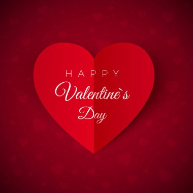 Sevgililer günü tebrik kartı ya da davetiyesi. Kırmızı kalpli bir bayrak. 14 Şubat 'ta aşk ve romantizm. Vektör illüstrasyonu