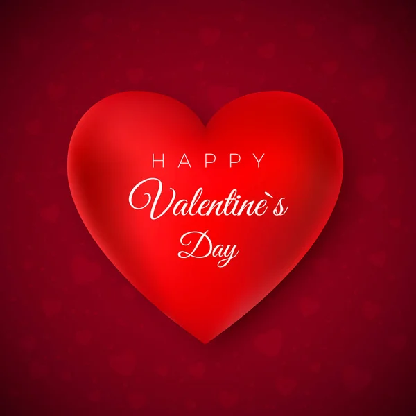 Valentin napi üdvözlőlap. Boldog Valentin napot. Piros szív szöveggel, piros háttérrel. vektor illusztráció — Stock Vector