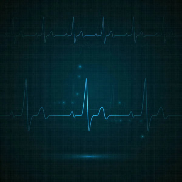 Heart rate on blue display. Heartbeat monitoring. vector — Stock Vector