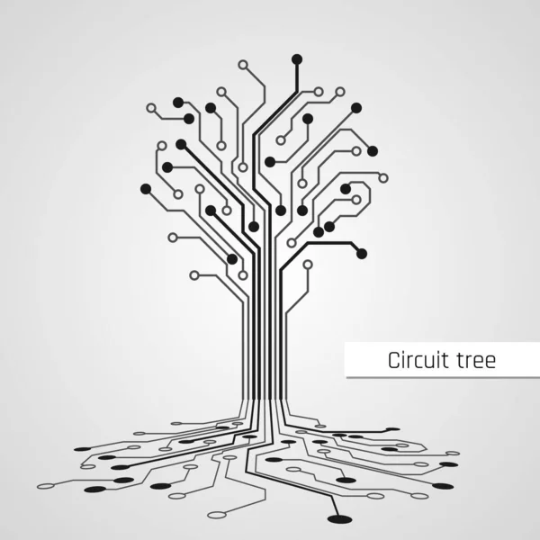 Abstract Circuit Tree. Technology design element. Computer engineering hardware system. Vector — Stok Vektör