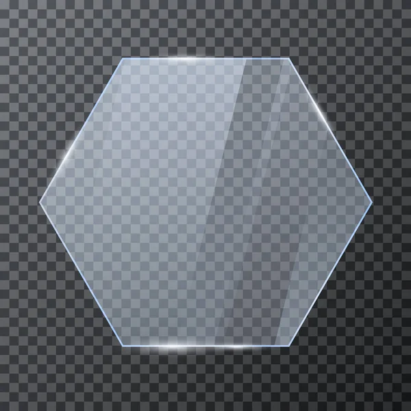 Hexagon glass banner. Polygon Glossy Transparent Element. Vector illustration — Stock vektor