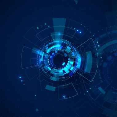 Bilimkurgu fütüristik arka plan. HUD elementli teknoloji arka planı. Vektör illüstrasyonu