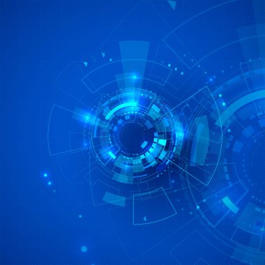 Soyut bilim-kurgu fütüristik arka plan. İnsan Kaynakları elementli teknoloji illüstrasyonu. Vektör