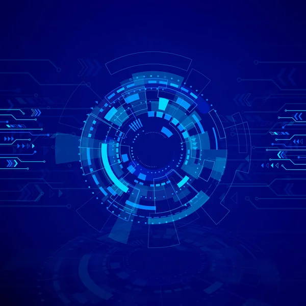 Circle Blu Astratto Tecnologia Sfondo Sullo Sfondo Del Cyberspazio Fantascientifico — Vettoriale Stock