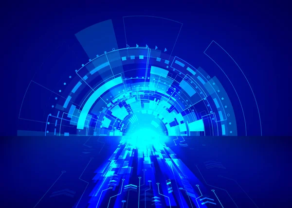 Streszczenie Tła Technologii Sci Futurystyczny System Komputerowy Niebieskich Kolorach Tapeta — Wektor stockowy