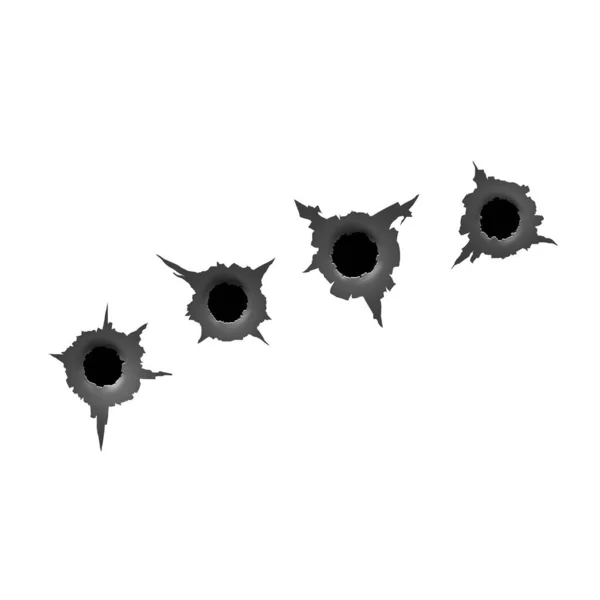 Track Machine Gun Bullet Hole Damage Cracks Surface Bullet Vector — Stock Vector