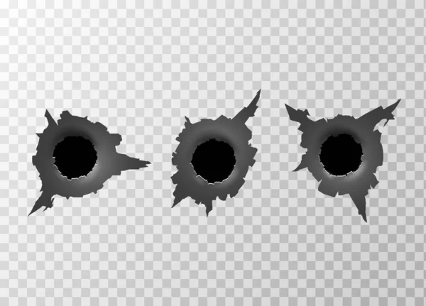 Bullet Hole Superficie Desgarrada Bala Metal Desgarrado Sobre Fondo Transparente — Vector de stock