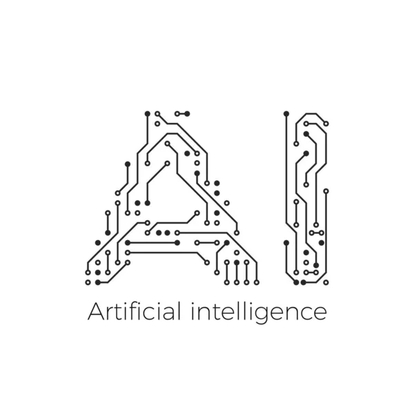 Begreppet Artificiell Intelligens Kretskort Logotyp Vektorillustration — Stock vektor