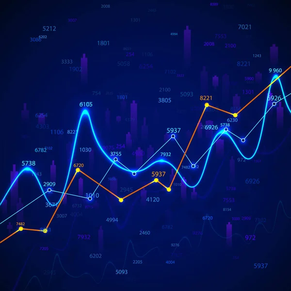 Graphique Affaires Diagramme Recherche Financière Surveillance Des Données Analyse Marché — Image vectorielle