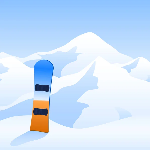 Estância Esqui Snowboard Encosta Paisagem Montanha Banner Turismo Extremo Ilustração — Vetor de Stock