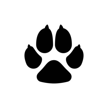 Köpek patisi. Köpek ayak izi ikonu. Vektör illüstrasyonu
