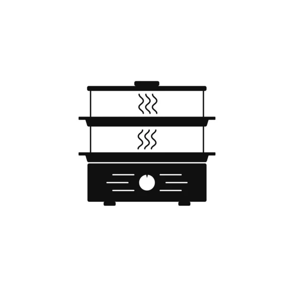 Steamer Semplice Icona Apparecchio Cucina Illustrazione Vettoriale Isolata Bianco — Vettoriale Stock