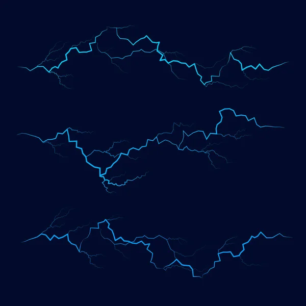 Серія Блискавок Ефект Блискавки Яскравий Електричний Удар Ізольований Вектор — стоковий вектор