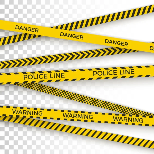 Police Yellow Tape Danger Zone Line Barrier Warning Strip Vector — Stock Vector