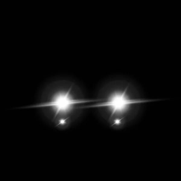 车前灯 前方的光束灯 在黑暗背景下孤立的矢量图解 — 图库矢量图片