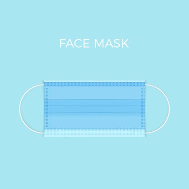 Gerçekçi tıbbi yüz maskesi. Virüsten ve solunum enfeksiyonundan korunma. Vektör