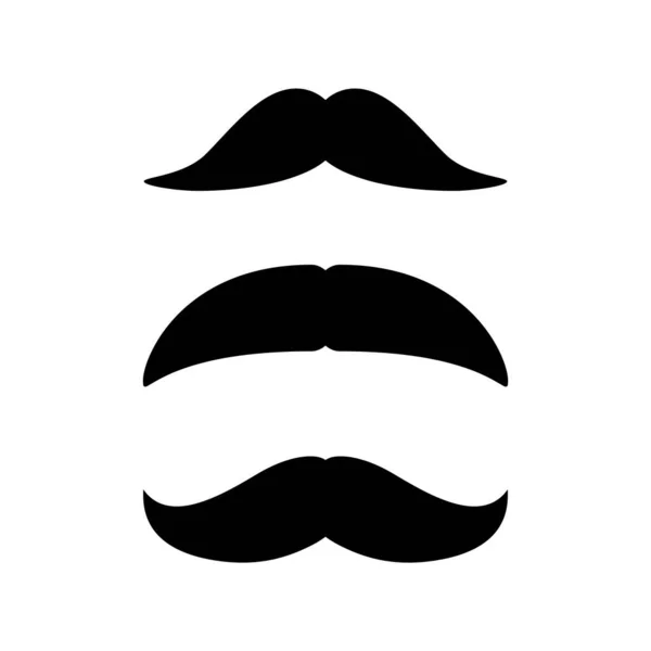 Uppsättning Mustascher Svart Siluett Mustasch Vektor Illustration Isolerad Vitt — Stock vektor