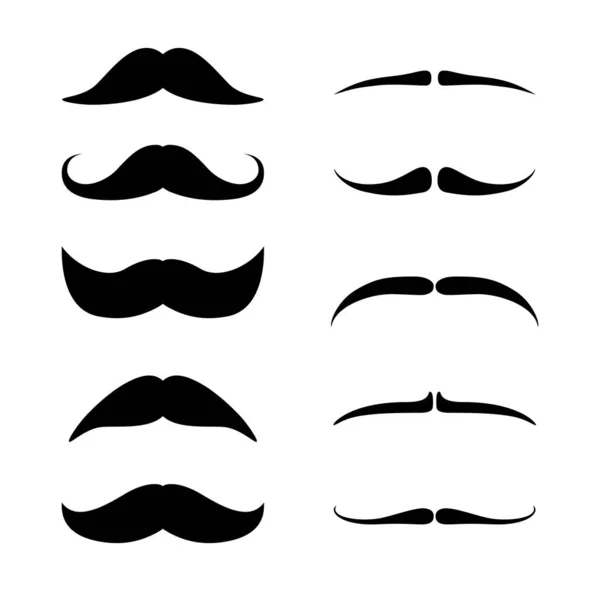 Mustascherna Klara Svart Siluett Vuxna Män Mustascher Vektor Illustration Isolerad — Stock vektor